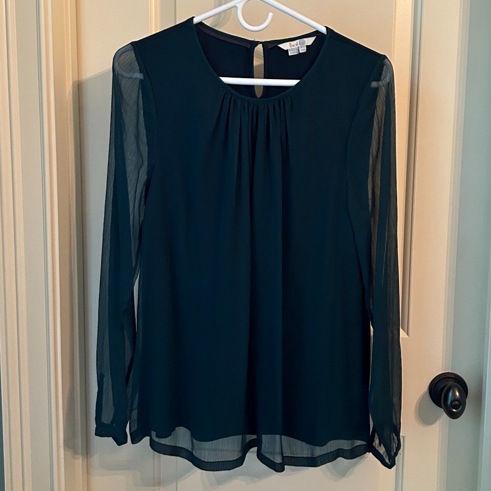 Boden Dark Green Sheer Blouse